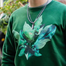 Load image into Gallery viewer, Green Roboflower Sweater graphic Closeup