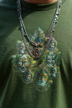 Load image into Gallery viewer, Military green magic mirror snow white t-shirt graphic closeup with chains