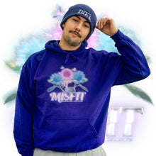 Load image into Gallery viewer, Purple Misfit v2 graphic hoodie cozy fit model mockup