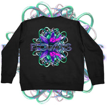 Load image into Gallery viewer, black Roboflower v2 sweater classy fit back graphic mockup