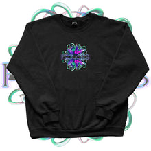 Load image into Gallery viewer, black Roboflower v2 sweater cozy fit front graphic mockup