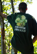 Load image into Gallery viewer, man wearing green DFKT Fruits oversized graphic t-shirt showing back graphic