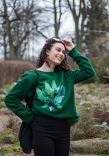 Load image into Gallery viewer, woman wearing green oversized roboflower sweater