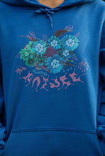 Load image into Gallery viewer, Blue Human Nature Graphic hoodie closeup