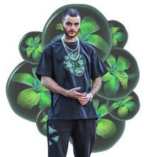 Load image into Gallery viewer, Bubbles tee - a black, oversized, Sustainable & Affordable graphic tee being morn by a mens model