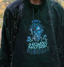 Load image into Gallery viewer, Green Mindliquid graphic hoodie with water pouring over, graphic closeup