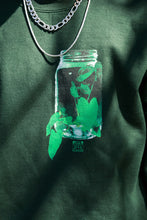 Load image into Gallery viewer, Green Think Outside The Jar sweater graphic closeup
