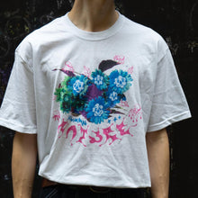 Load image into Gallery viewer, Man wearing white oversized human nature t-shirt, graphic closeup