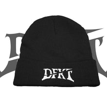Load image into Gallery viewer, black DFKT logo beanie mockup