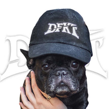 Load image into Gallery viewer, black Logo dad hat cap dog model mockup