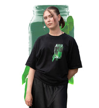 Load image into Gallery viewer, black think outside the jar graphic t-shirt model mockup
