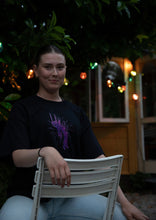 Load image into Gallery viewer, woman wearing black oversized Euphoria t-shirt