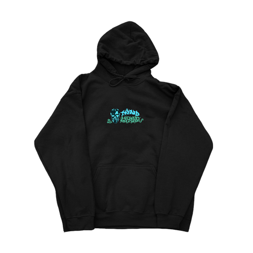 Black Mindliquid logo hoodie cozy fit mockup