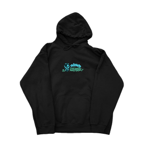 Black Mindliquid logo hoodie cozy fit mockup