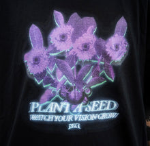 Load image into Gallery viewer, Black Plant A Seed t-shirt floral eye graphic closeup