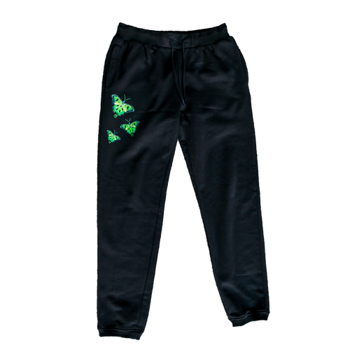 Black ripped butterfly sweatpants mockup