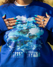 Load image into Gallery viewer, Blue Lifted Living Graphic Sweater Closeup