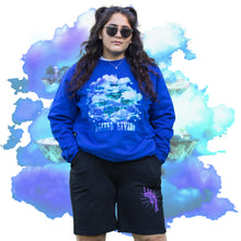 Load image into Gallery viewer, Blue Lifted Living Sweater Female model Mockup