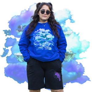 Blue Lifted Living Sweater Female model Mockup