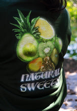 Load image into Gallery viewer, DFKT Fruits Green t-shirt back graphic closeup