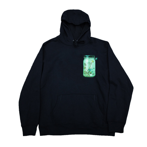 Fly Outside the Jar black Hoodie front graphic mockup