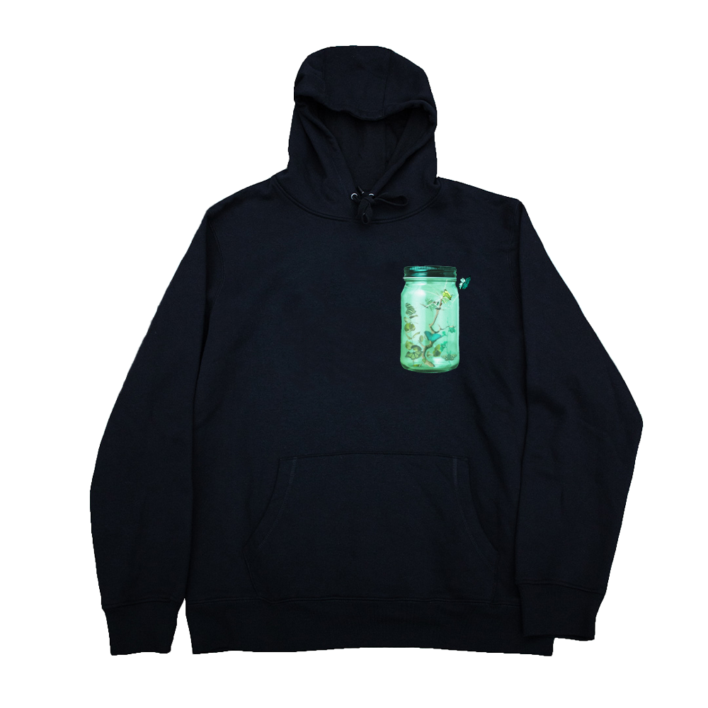 Fly Outside the Jar black Hoodie front graphic mockup