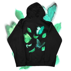 Fly Outside the Jar black butterfly Hoodie back graphic mockup