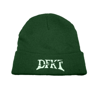 Green DFKT logo beanie mockup