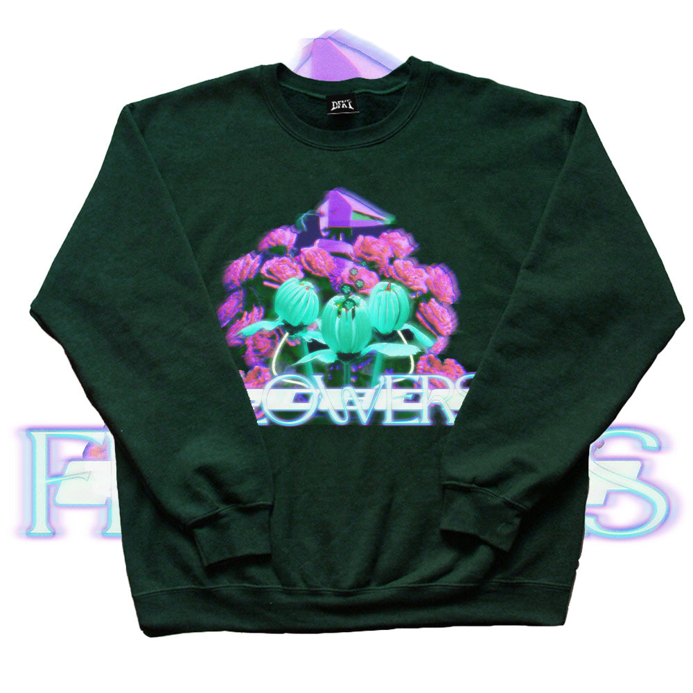 Green Roboflower v3 sweater cozy fit mockup