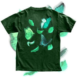 Green fly outside the jar t-shirt back graphic mockup