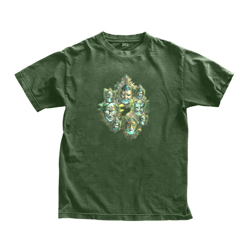 Military green magic mirror graphic t-shirt mockup