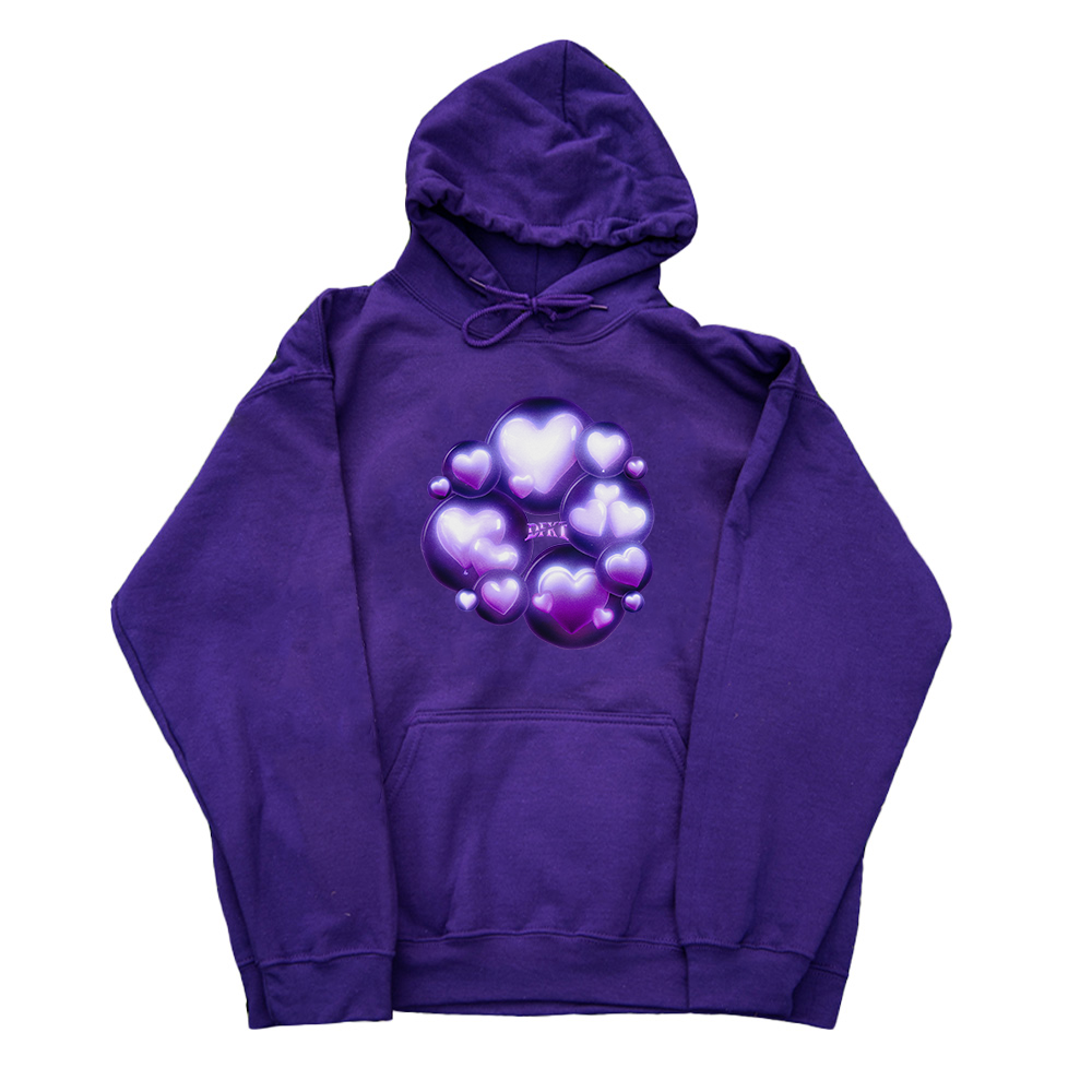 Purple Love Bubbles Hoodie cozy fit mockup