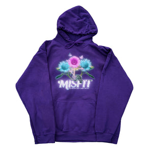 Purple Misfit v2 graphic hoodie cozy fit mockup