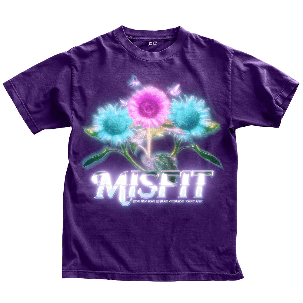 Purple V2 misfit graphic t-shirt mockup