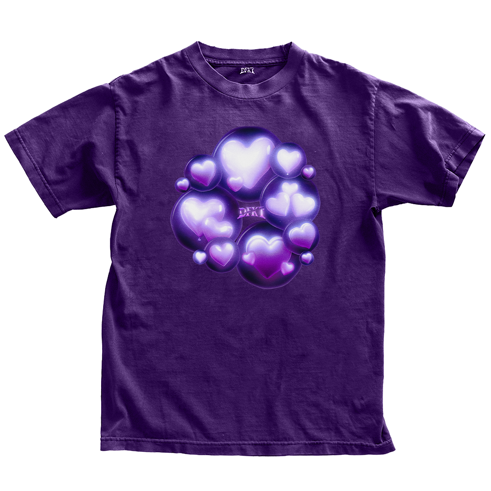 Purple love bubbles t-shirt mockup