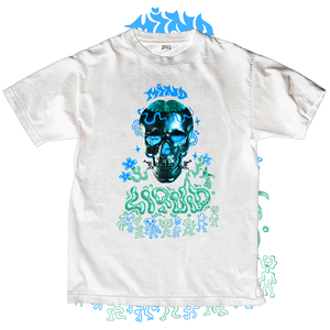 White mindliquid graphic t-shirt mockup