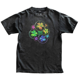 black rainbow bubbles t-shirt mockup