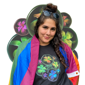 black rainbow bubbles t-shirt model mockup