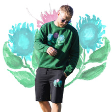 Load image into Gallery viewer, green misfit painted sweater classy fit model mockup