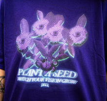 Load image into Gallery viewer, purple Plant A Seed t-shirt floral eye graphic closeup