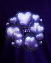 Load image into Gallery viewer, purple love bubbles valentines t-shirt graphic closeup