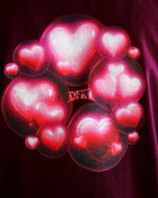 Load image into Gallery viewer, red love bubbles valentines t-shirt graphic closeup