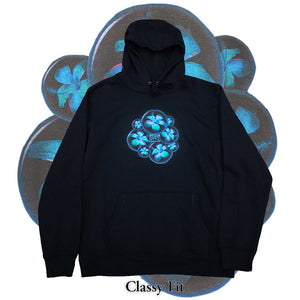 Black Bubbles hoodie model Mockup classy fit