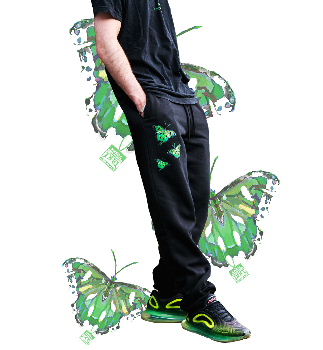 Black sweatpants with butterflies outlet