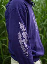 Load image into Gallery viewer, Purple lavender hoodie sleeve graphic closeup