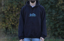 Load image into Gallery viewer, man wearing black oversized mindliquid logo hoodie