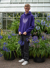 Load image into Gallery viewer, man wearing purple, oversized lavender hoodie with black jeans